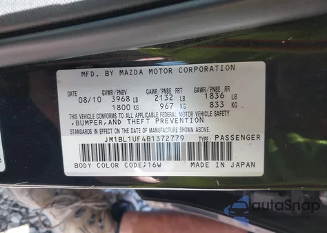 2011 Mazda Mazda3 I Sport from USA, damaged, VIN JM1BL1UF4B1372779